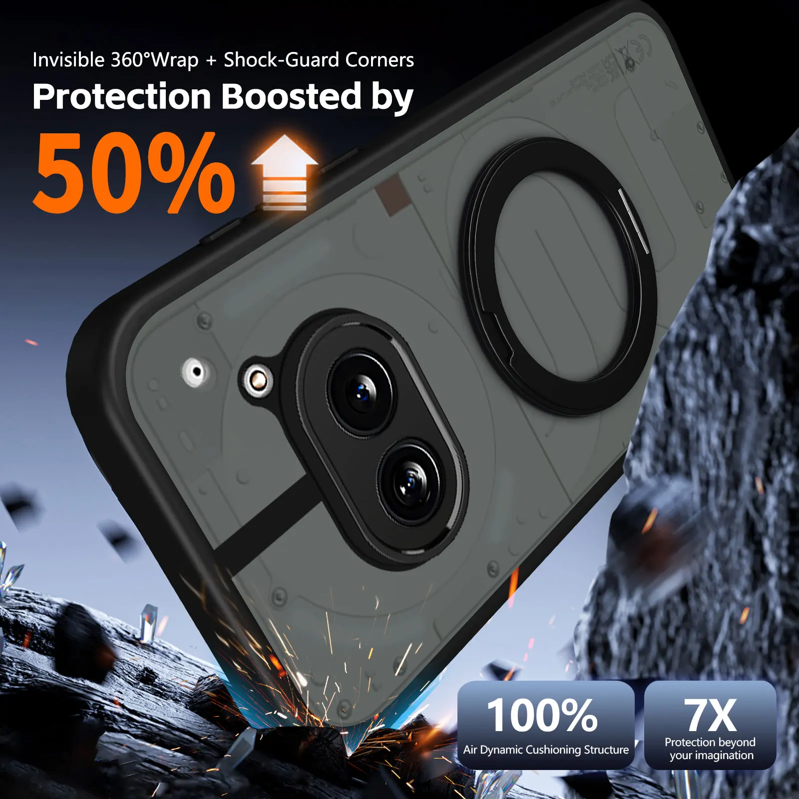 Enhanced Acrylic Frosted Magnetic 360 Stand Anti-Drop Phone Case
