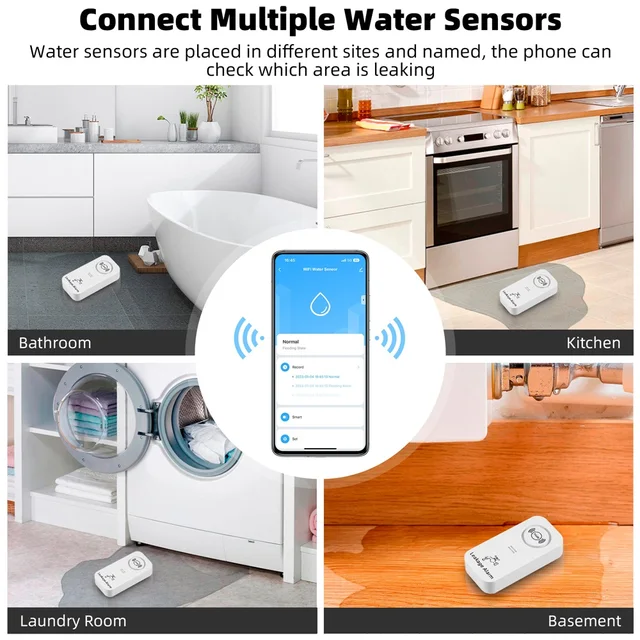 KERUI Tuya Smart Wireless Water Sensor Alarm 90db Water Leakage Detector Leak Alert Monitoring Leak and Drip Alarm For House 3