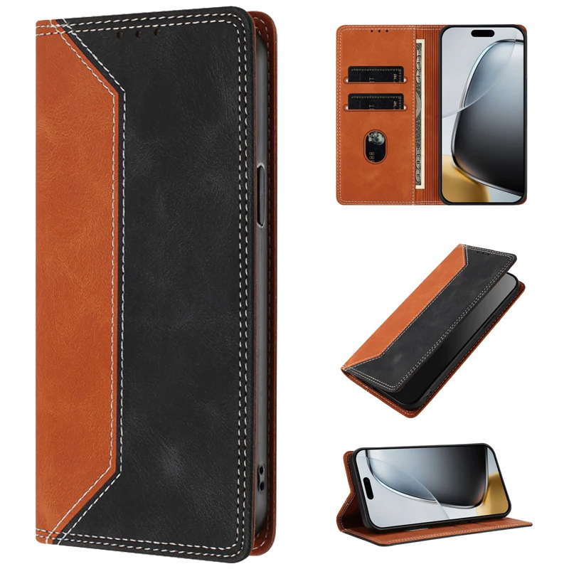 Colorful Macaron Magnetic Leather Wallet Case