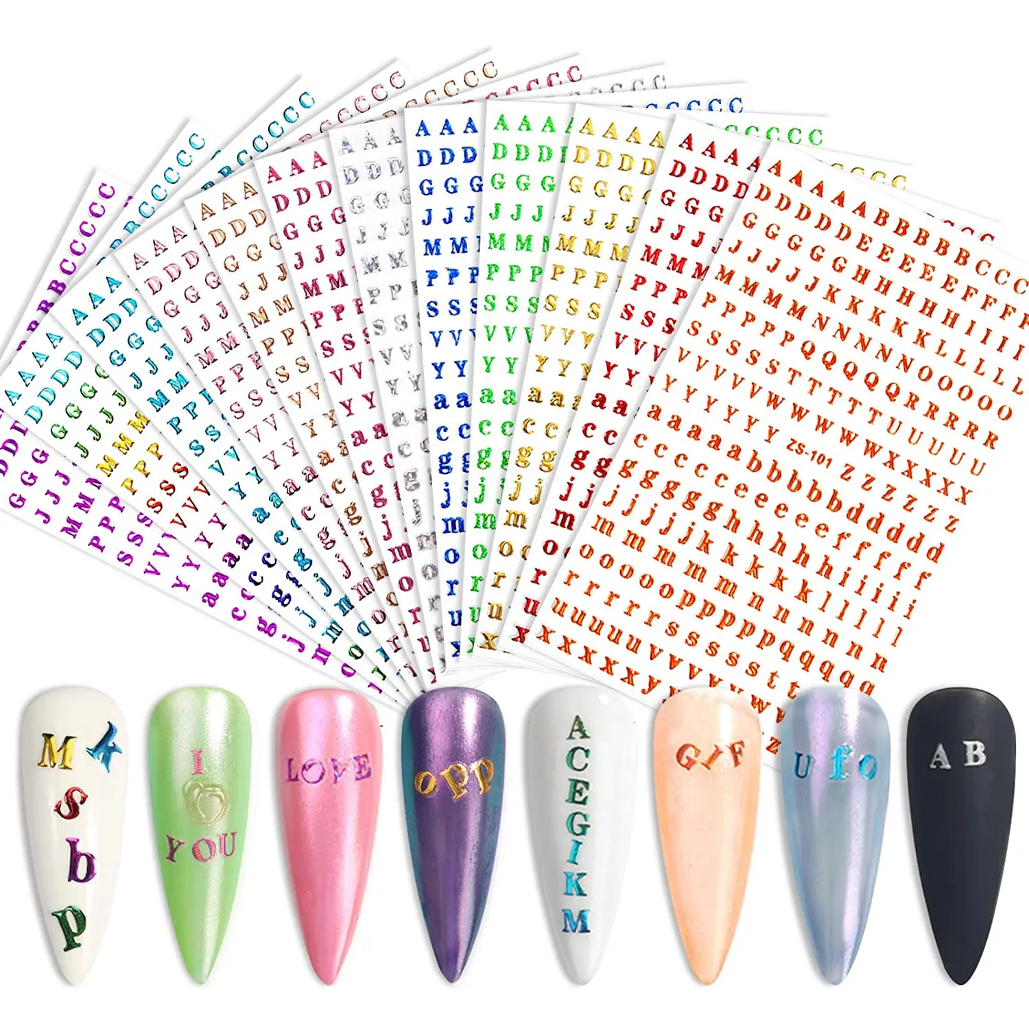 12 Sheets Letters Nail Stickers, EBANKU Alphabet Nail Stickers