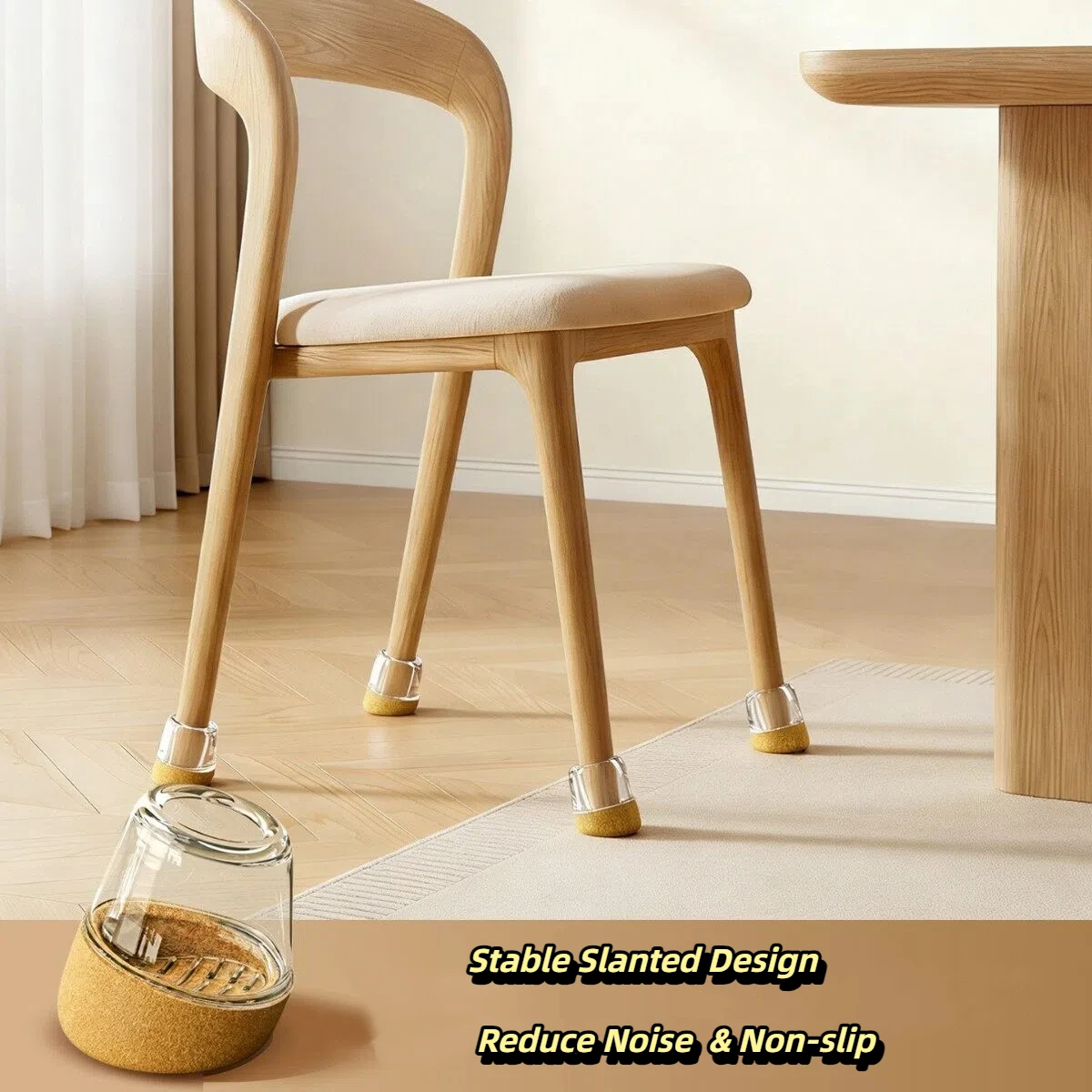 Enhanced Round Chair Leg Caps with Anti-slip Felt Pads for Noise Reduction and Floor Protection