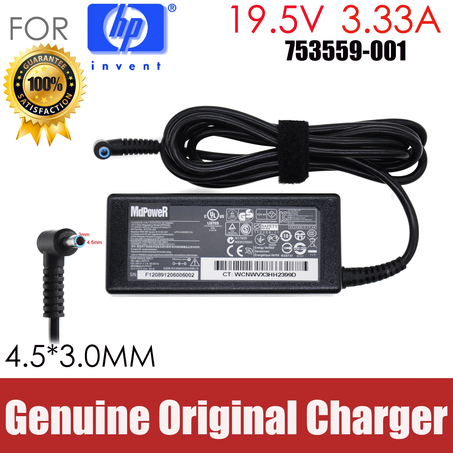 

Original 19.5V 3.33A 65W AC adapter laptop charger For HP TPN-119 340 G2 G3 G4 430 G6 HSN-Q14C 440 G3 450G5 440G4 430G3