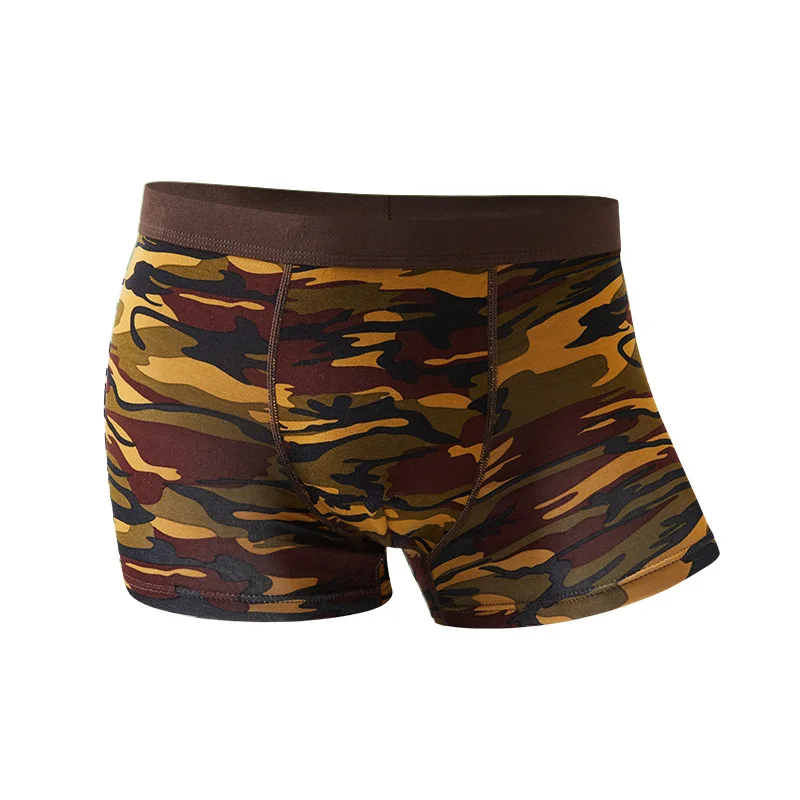 Calzoncillos tipo bóxer de camuflaje para hombre, ropa interior transpirable de modal, de cintura media, suaves y cómodos