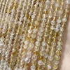 Fine Natural Stone Faceted Yellow Citrine Gemstone Round Spacer Beads For Jewelry Making  DIY Bracelet Necklace 2/3/4MM 15'' 2