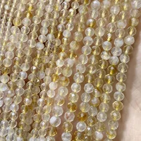 Fine Natural Stone Faceted Yellow Citrine Gemstone Round Spacer Beads For Jewelry Making  DIY Bracelet Necklace 2/3/4MM 15'' 2