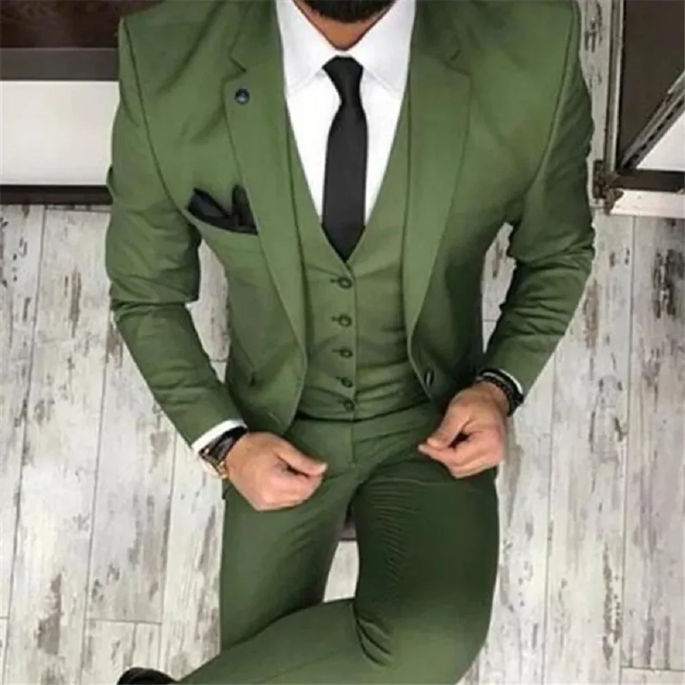 Men Suits For Wedding 3 Pieces (Jacket+Pant+Vest) Latest Design Terno Masculino Groom Custom Made Fashion Blazer