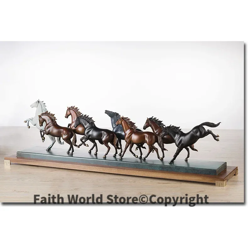 TOP Master art collection home office ROOM Decor -130 CM Huge 8 Fine horses ART bronze statue sculpture Decoration 4