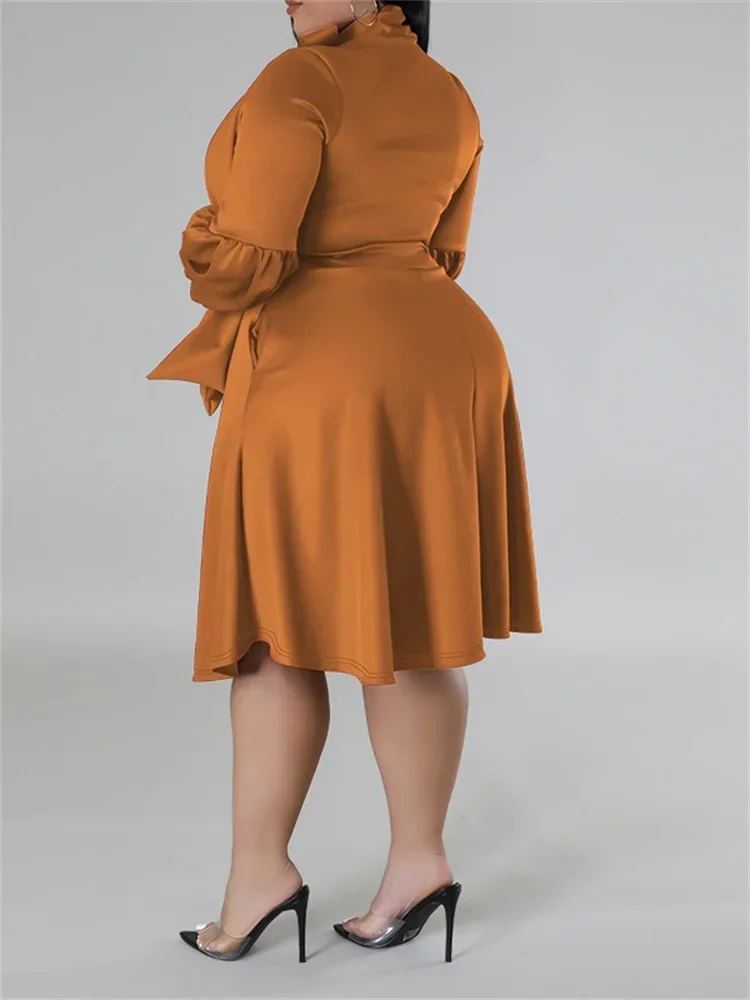 Wmstar Plus Size Dresses for Women Elegant Lady Loose Sexy Black Button Long Sleeve Party Bandage Dress Wholesale Dropshipping