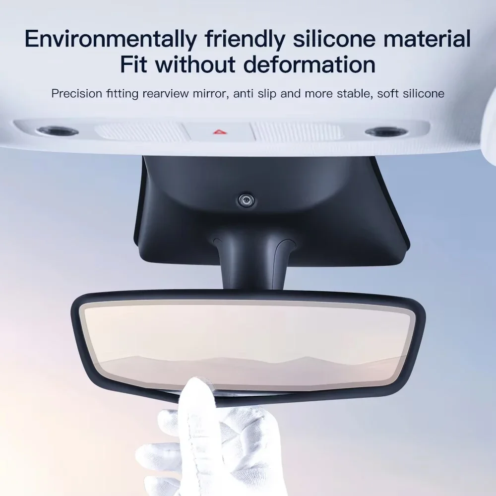 For Tesla Model Y Rear View Mirror Protector Frame Silicone Rearview Mirror Cover Sleeve Tesla Non-Slip Decoration Accessory
