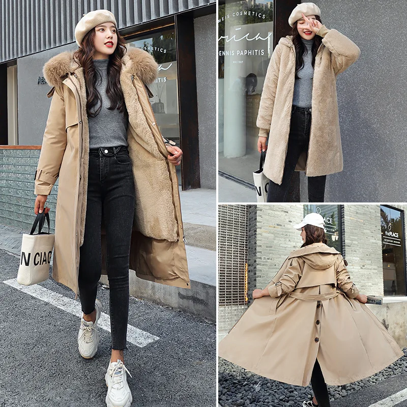 

VOLALO Parka Coat Cotton Jacket Women Long Winter New Fashion One Garment Three Ways Wearable Inside and Outside Coat 2024