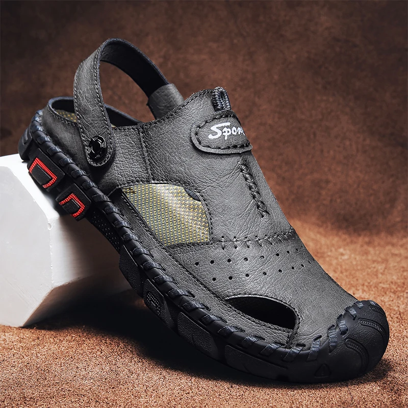 

Fashion Design Breathable Men Sandals Leisure Beach Classic Roman High Quality Walking Outdoor Leisure Leather Flip Flop Brand