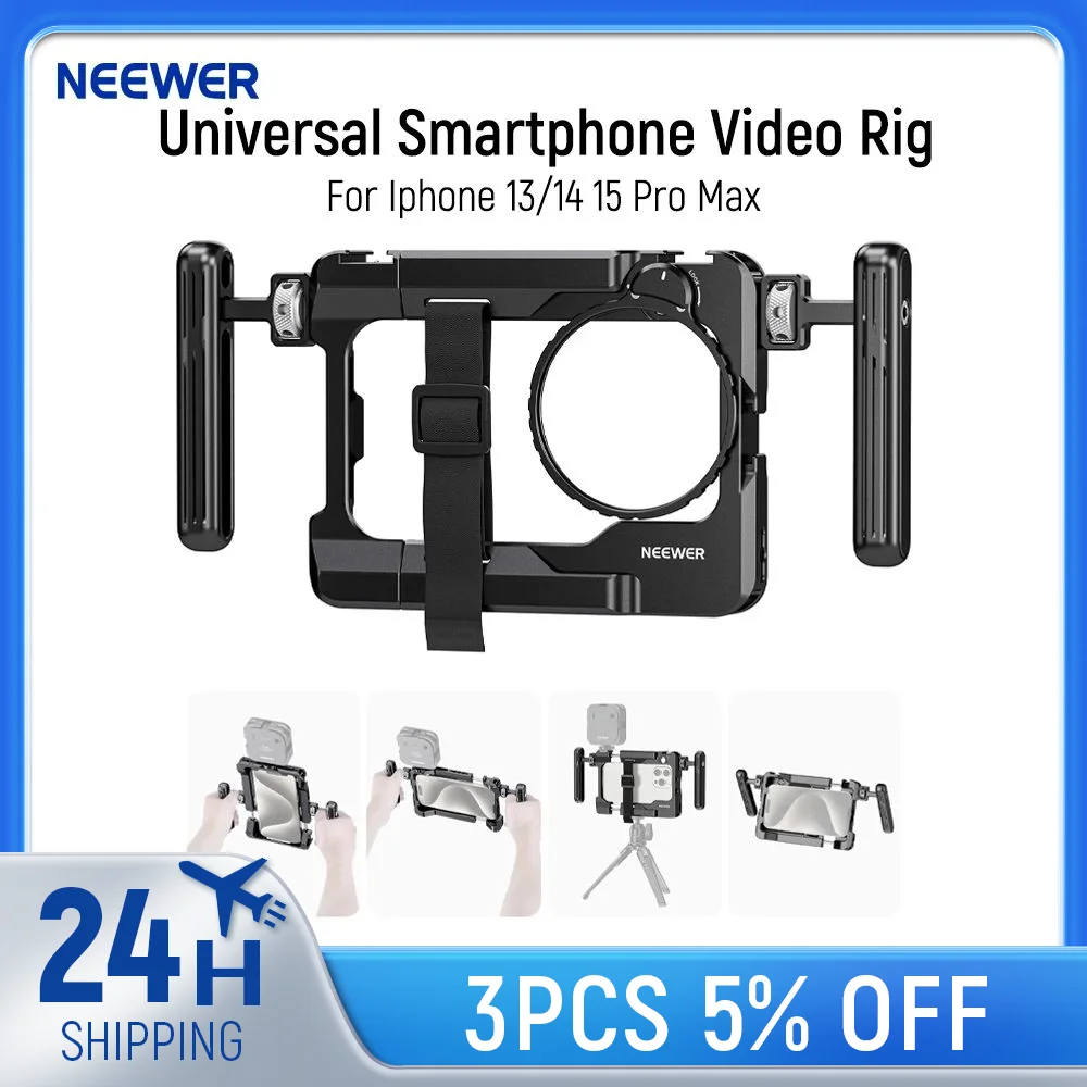 NEEWER Universal Smartphone Video Rig with Handles 67mm Filter