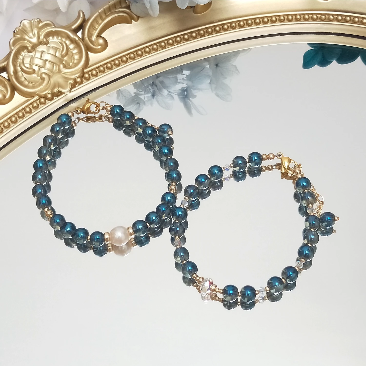 

Lii Ji Blue Aurora Beads 14K Gold Filled Charms Bracelet Handmade Bohe Fashion Jewelry For Female