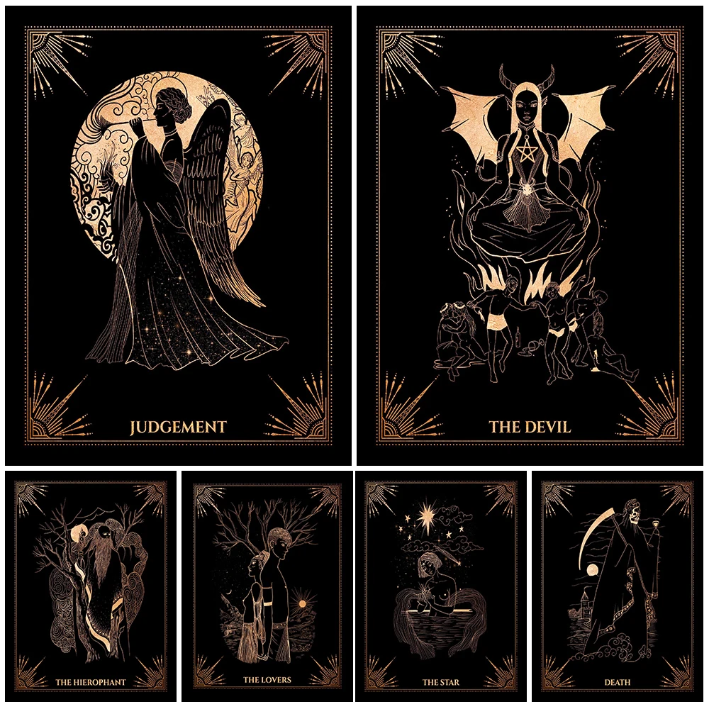 Death-Devil-Judgement-Lovers-Tarot-Cards-Art-Poster-and-Print-Witchcraft-and-Magic-Decor-Wall ...