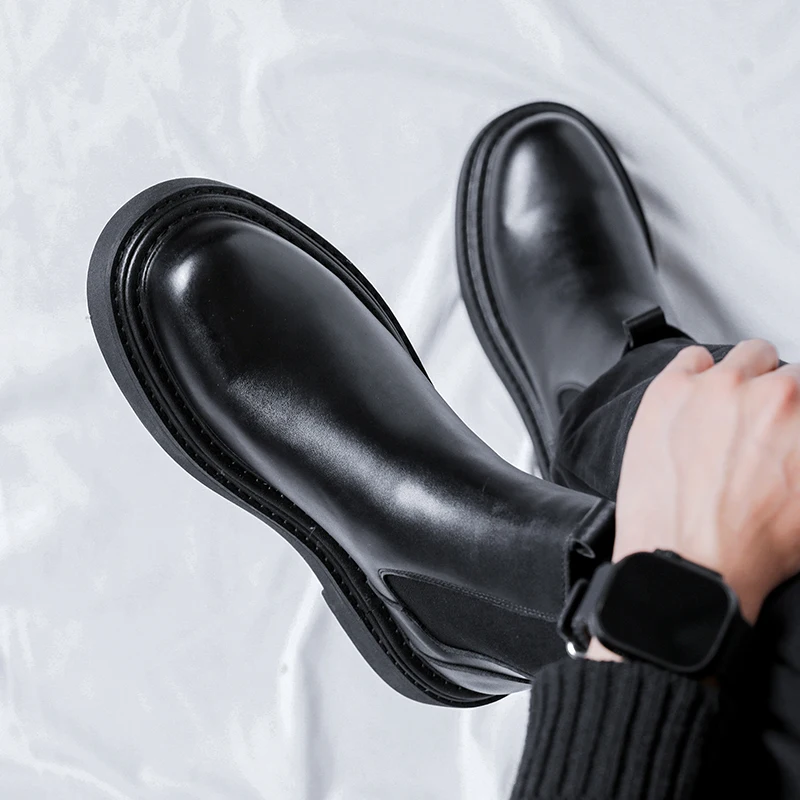 new spring and fall British style thick bottom casual fashion mid-top Chelsea boots