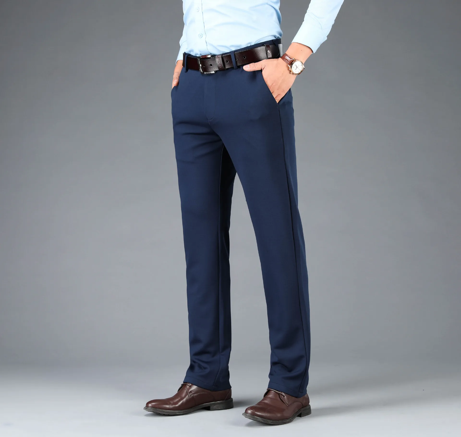 Suit Pants Fattening and Enlarging Suit Pants Men's Spring and Summer Men's Casual Pants Loose Straight Tube Middle-aged Business