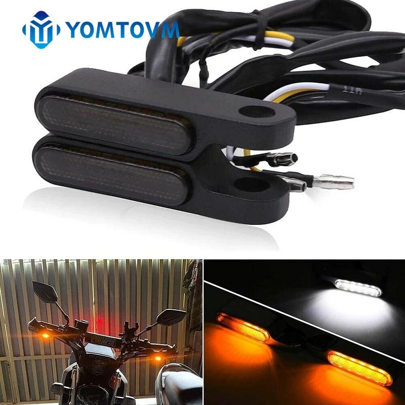 2pcs Motorcycle Mini Led Turn Signal Running Lights Handlebar Blinker