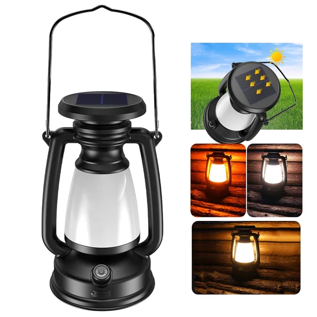 Lampe de Camping Rechargeable par USB, lanternes portables suspendues pour tente, 3000-5000K, gradation continue avec charge solaire 2