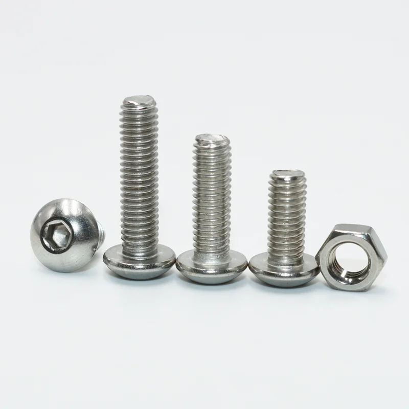 Round Pan Head Hexagon Socket Screw M2 M3 M4 M5 M6 A2 304 Stainless Steel Hex Mushroom Button Head Allen Bolt Nut for Motorcycle stainless steel screws,hexagon socket head cap screw