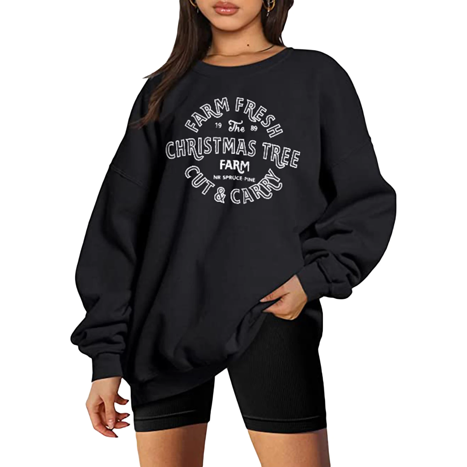 

Women 2022 Autumn and Winter Simple Pullover Sweatshirt Casual Loose Letter Print Long Sleeve T-shirt Top Street Wear