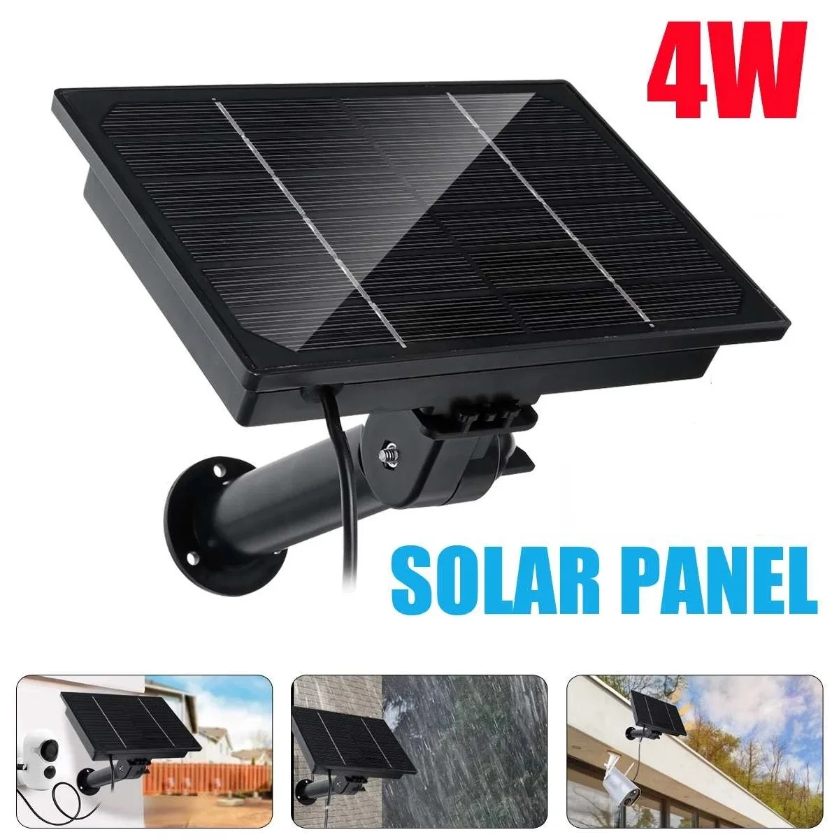 

Outdoor Rechargeable Solar Panel Power 2m Cable USB Type C 5V 12V 4W Waterproof Solar Panel Built-in Battery For Phone/IP Camera