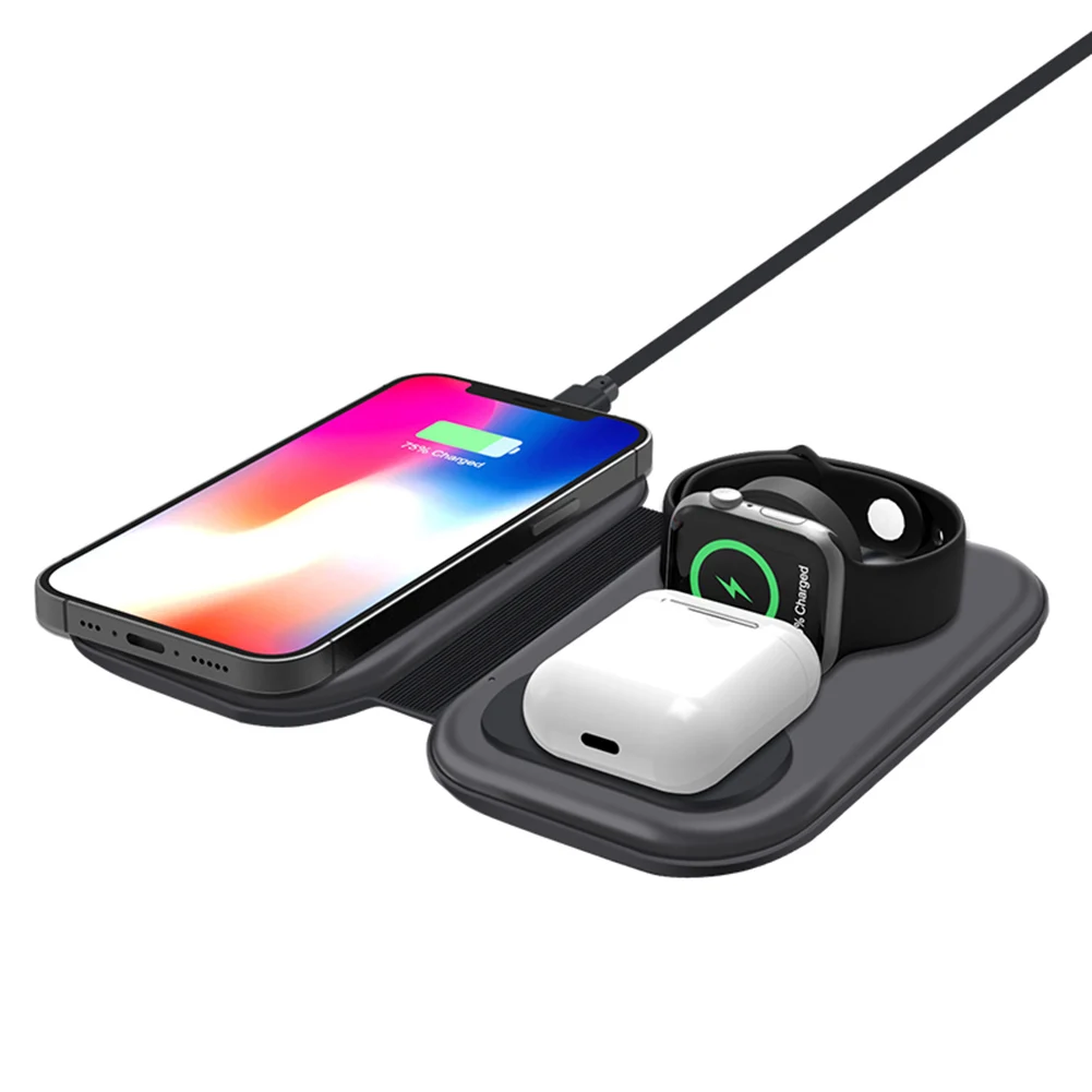 

Foldable 3-in-1 Wireless Charger Multifunctional Portable Phones Charger For Living Room Bedroom