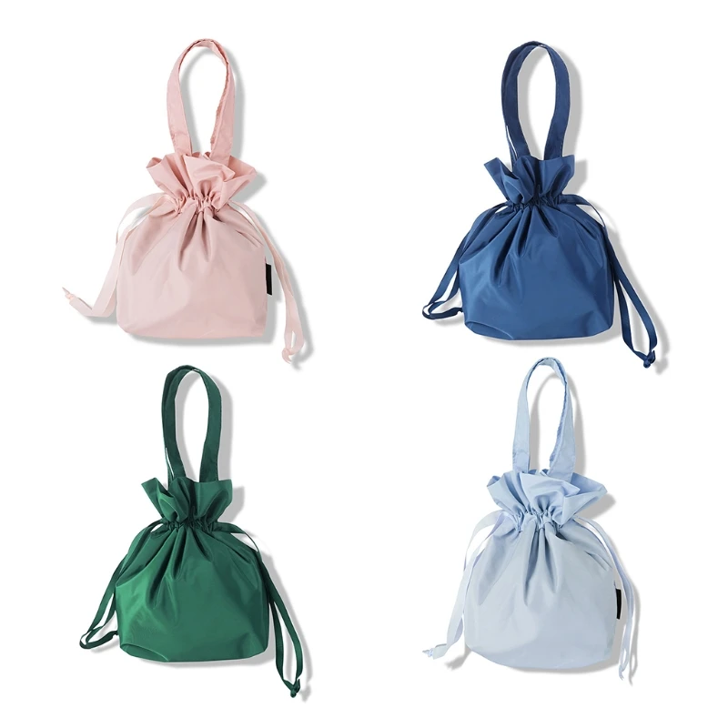 

Barrel Cosmetic Bag Travel Portable Solid Color Drawstring Makeup S