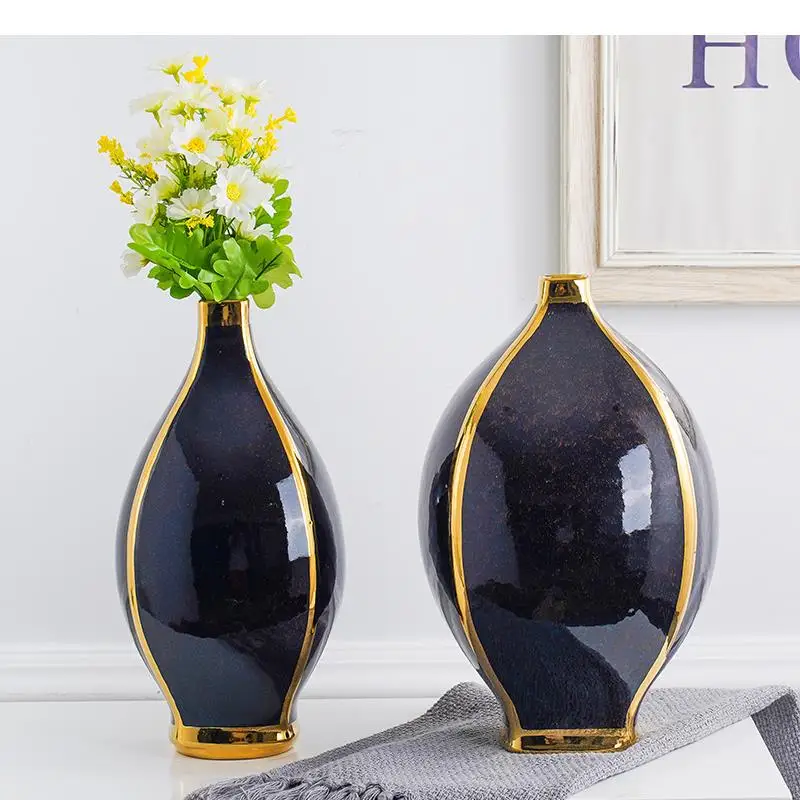 

Modern Home Furnishings Ceramic Vase Two-piece Suit Living Room Decorative Ornaments Desktop Flower Arrangement Hydroponic Vase