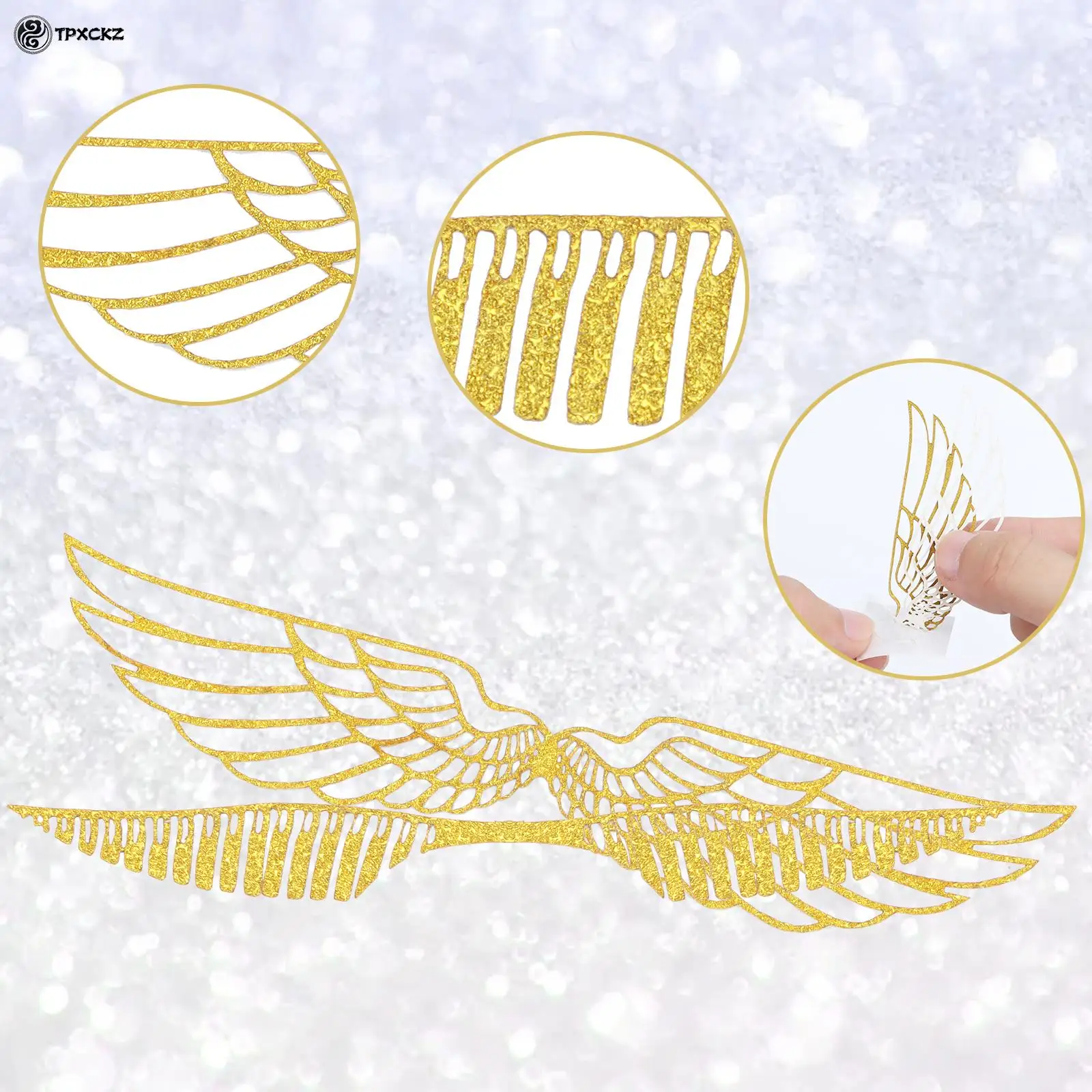 Wizard Party Chocolate Decoration Chocolate Hollowed Wings Decoration Glitter Wing Cake Card Insert For Party Cake Top 50Pcs cake topper cake toppers