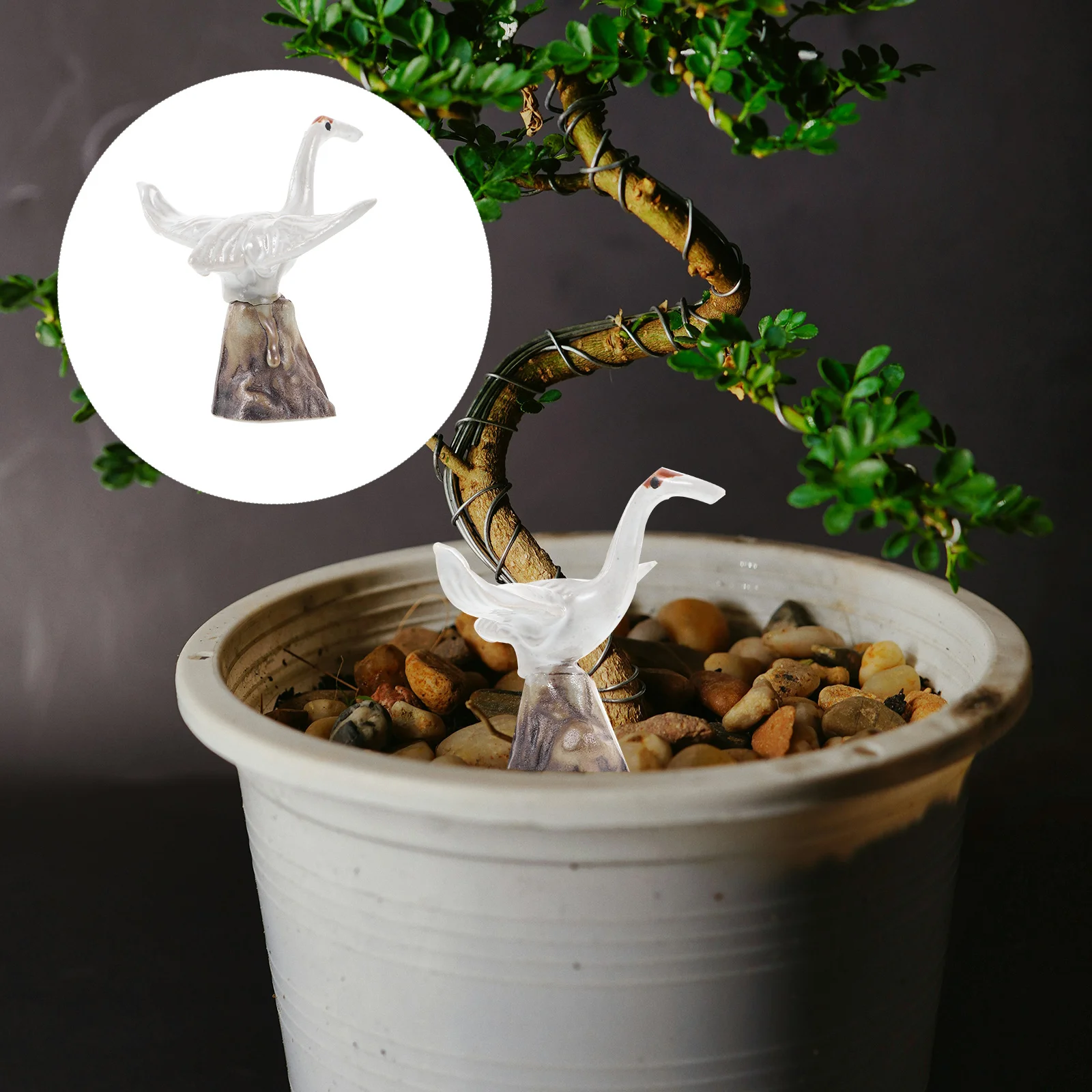 

2 Pcs Ceramics Crane Landscape Ornaments Decor Fairy Garden Sculptures Fish Tank Accessories