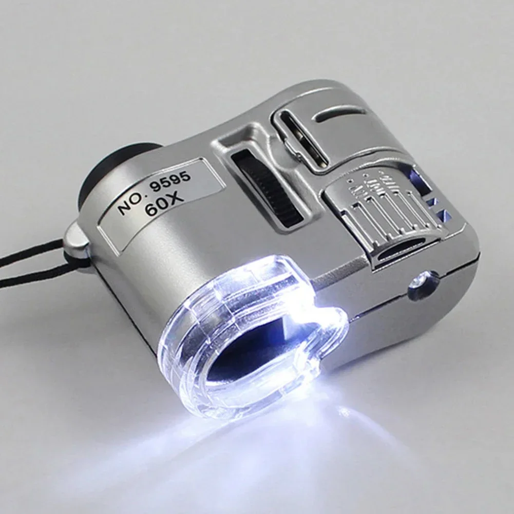 Magnifying Glass 60X Handheld Mini Pocket Microscope Loupe Currency Detector Jeweler With LED Light