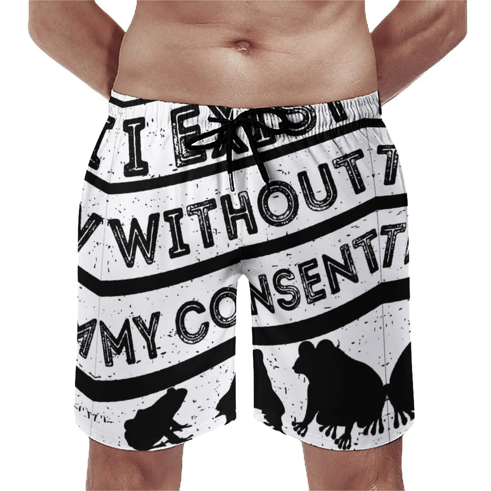 

Summer Weather Casual Beach Shorts I Exist Without My Consent Frog 12 Sea Beach Breathable Quick Dry Novelty Running Adjustable