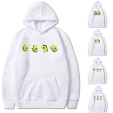 

2022 Sweatshirt Harajuku Hoodies Casual Avocado Print Pullovers Loose Pocket Clothing Couples Long Sleeve Tops Fashon Streetwear