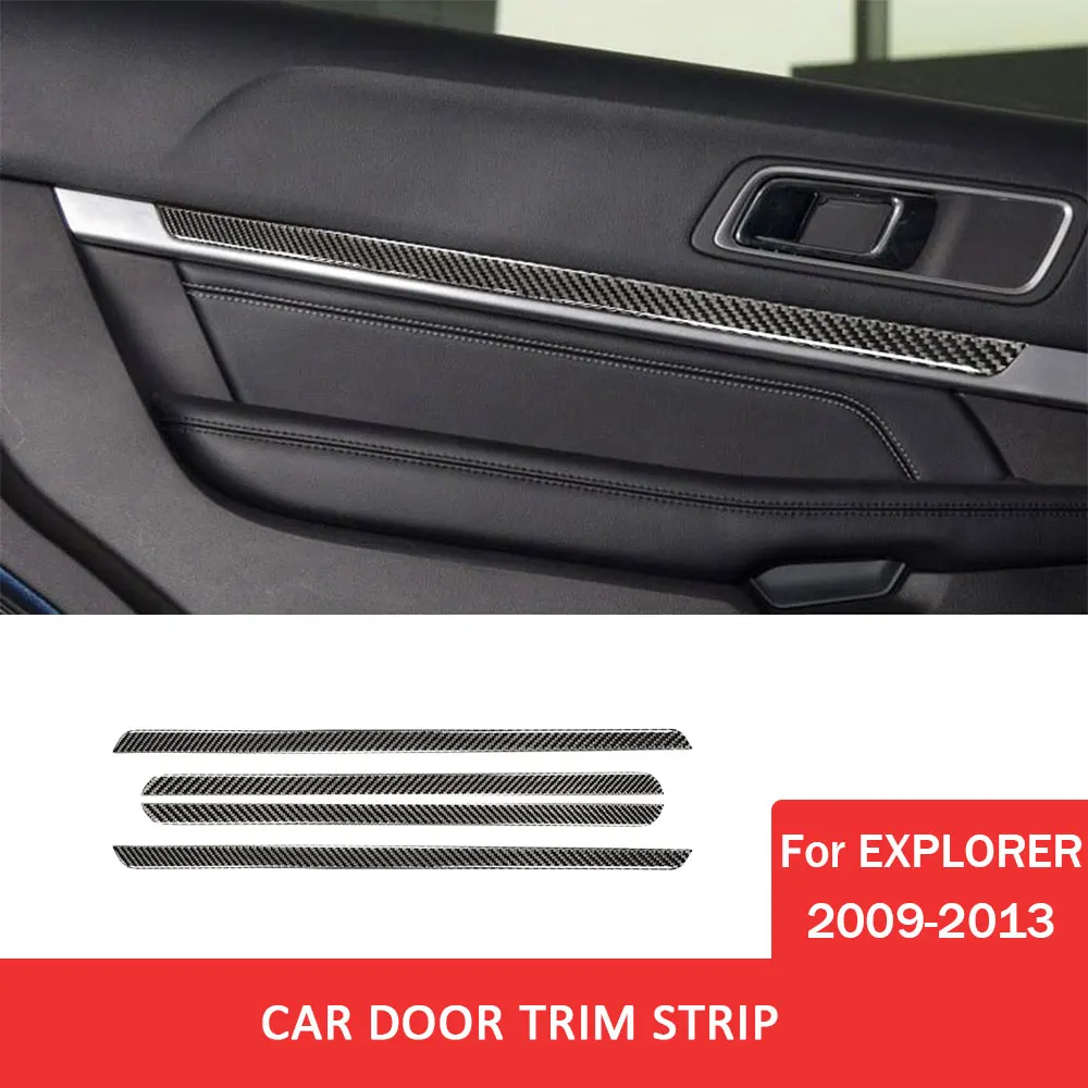 

4pcs Car Door Trim Strip Sticker Carbon Fiber Decoration Cover for Ford Explorer 2009-2013 Auto Interior Accessories
