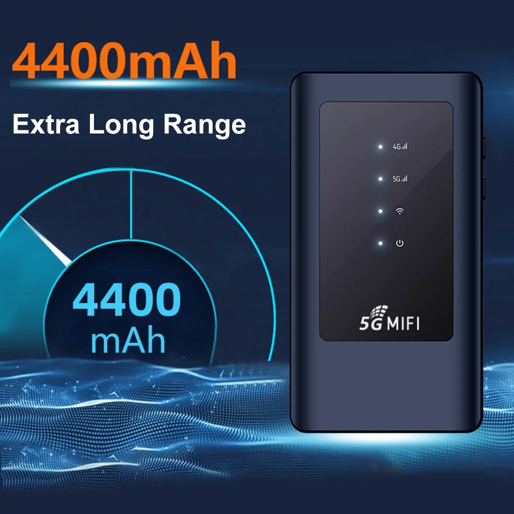 4G MiFi Mobile Modem Portable Wi-Fi Device with SIM Card Slot WiFi5 Dual Band 5Ghz Hotspot 4400mAh Wireless Wifi Router For Home