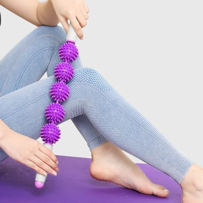 1PCS 2/3/5 ball rolling massage stick Massage roller Muscle massage stick Relax Stick Meridian slimming calf roller Random Color