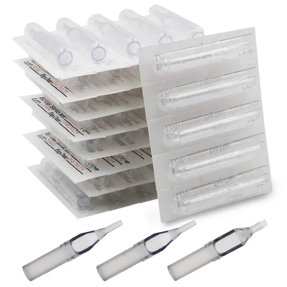 Tattoo Transparent Disposable Tip Plastic Sterile Tattoo Tips Nozzle Tips Clear Plastic Supplies 50/100Pcs RT/DT/FT