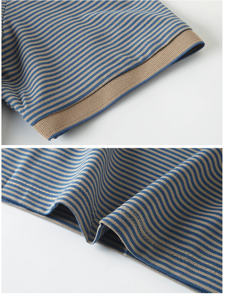 Summer Business Casual Quality Cotton Breathable Comfortable Lapel Polo Short Sleeve Striped Print Design Korean T-shirt Top 28 S276efd15e5df4af4a532cf239f868747W
