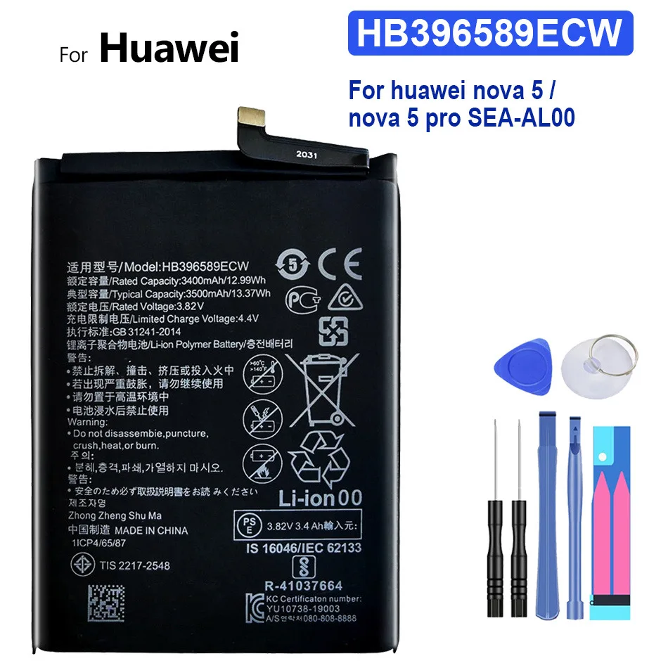 

Battery For HUAWEI HB396589ECW 3500mAh Battery For Huawei Nova 5 Nova 5 Pro Nova5pro SEA-AL00 SEA-AL10 Replacement Batteries