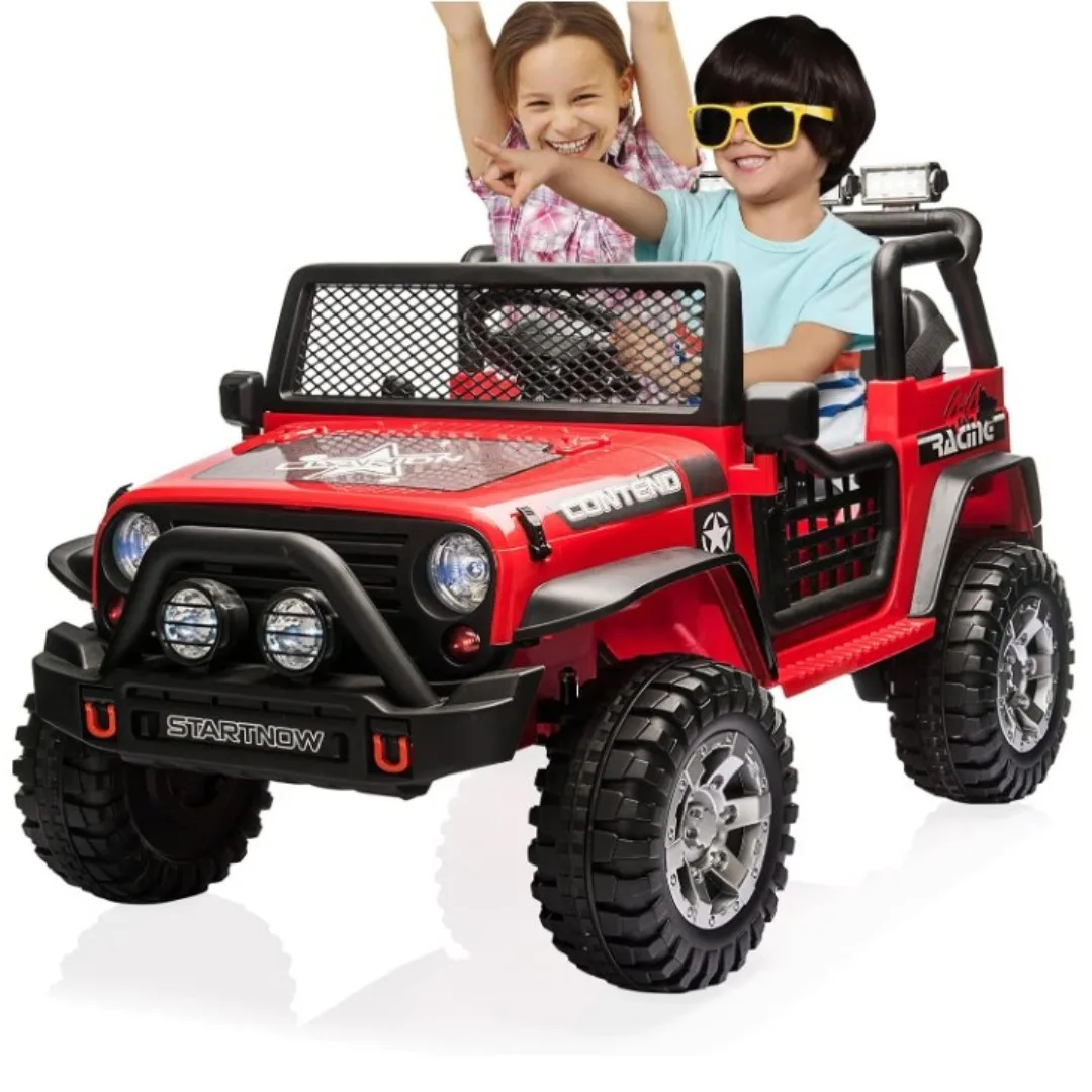 2 Seater Kids Ride on Truck Car, 12V Battery Powered Electric Vehicle for Kids w/Remote, Spring Suspension, LED Light, 3 Speeds 2