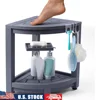 Corner Shower Stool Waterproof HDPS Shower Bench with 360 Soap Dish Razor Holder Anti-slip Feet Lower Storage Shelf Shower 1