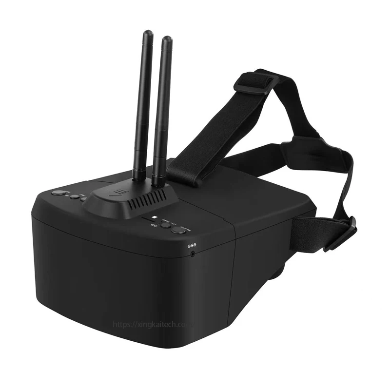 Lunettes FPV LS-800D Pro 5 pouces avec DVR, écran allumé affichant des menus