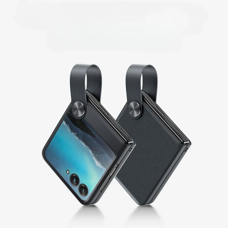 Luxury Leather Phone Case with Wrist Strap and Shockproof Cover