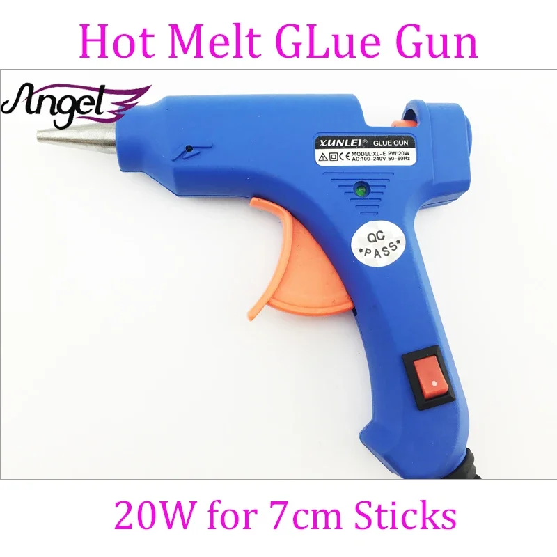 20W 7mm Mini Hot Melt Glue Stick Gun High Temp Electric Heat Repair Tools for Keratin Fusion Hair Extensions Angels Professional