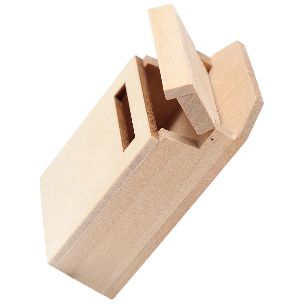 Mini Blank Mailbox Model Miniature Wood Mailbox House Wood DIY Mini