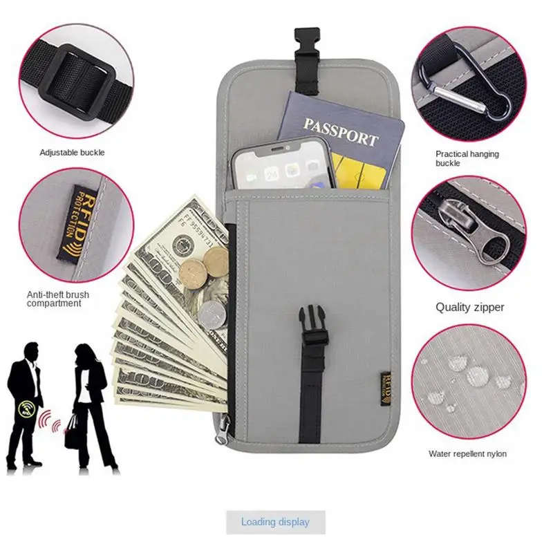 Travel Anti-theft Document Storage Passport Holder Bags Nylon Portable RFID ID Credit Card Organizer Neck Pouch Crossbody Bags