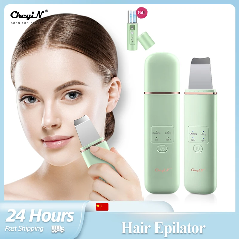 CkeyiN Ultrasonic Face Cleansing Tool Ultrasound Peeling Blackhead Removal Ionic Vibration Anti-wrinkle Skin Scrubber hot ice compress face neck beauty device ems led photon therapy vibration lifting firming facial massager anti wrinkle skin care