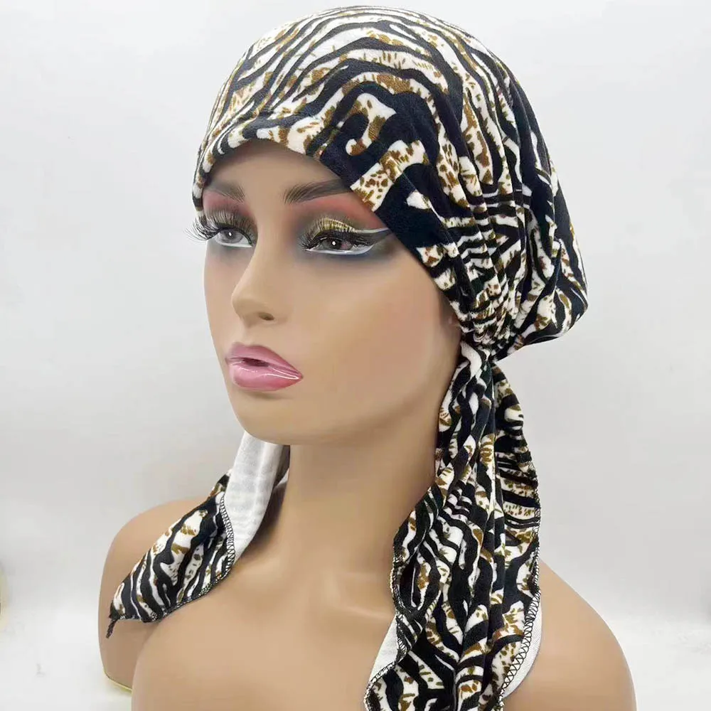 Neue Mode Nahen Osten warme Frauen bunte Mützen Schädel lässig Dame Schönheit weichen Verband Hut muslimischen Turban Unter schal Hüte – Detail 9