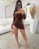Women Strapless Backless  Mini Dress For Women Black Off-shoulder Long Sleeve Bodycon Club Party Dress Clothes 3