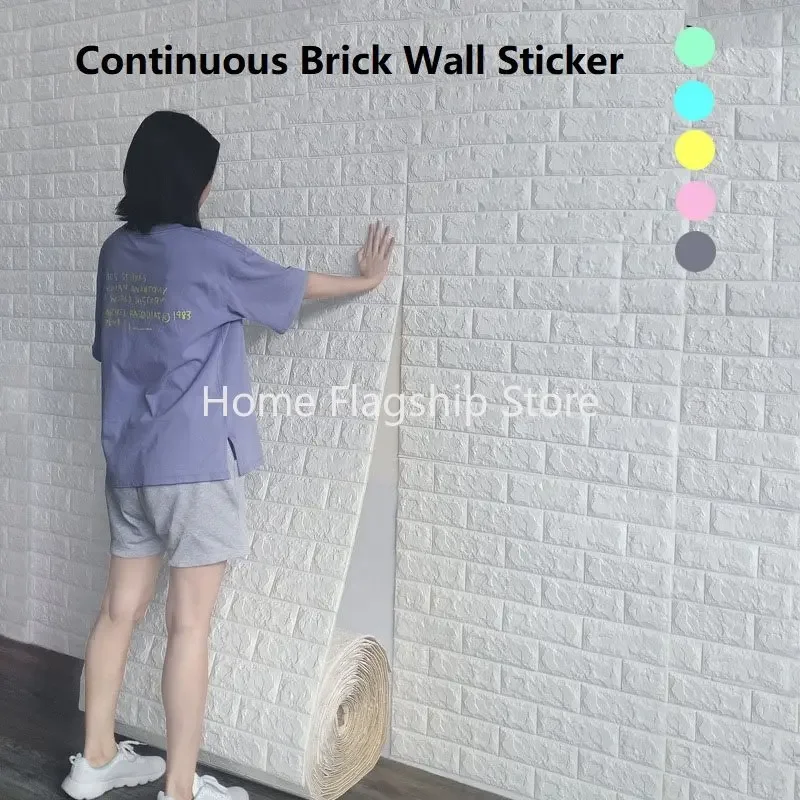 

70cm*10m / 1m 2023 3D Wallpaper Continuous Brick Pattern Sticker Waterproof Sticker Home Decoration 3D Self-Adhesive Wallpaper